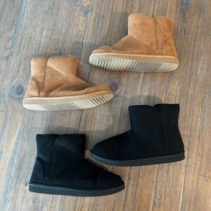 Old Navy size 8 chestnut and black Cozy Booties ankle boots bundle